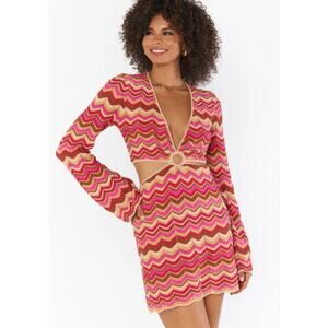 Show Me Your Mumu Carlo Cut-Out Knit Dress Horizon Stripe NWT